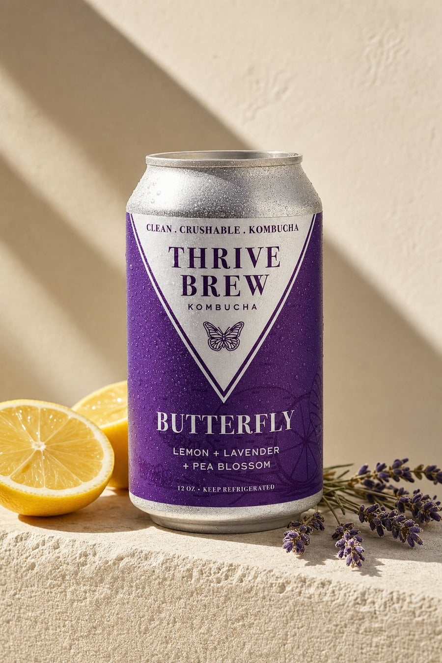 Thrive Brew Butterfly kombucha single 12 oz can
