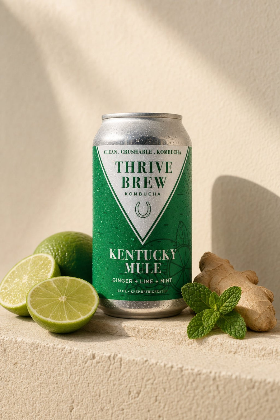 Thrive Brew Kentucky Mule kombucha single 12 oz can